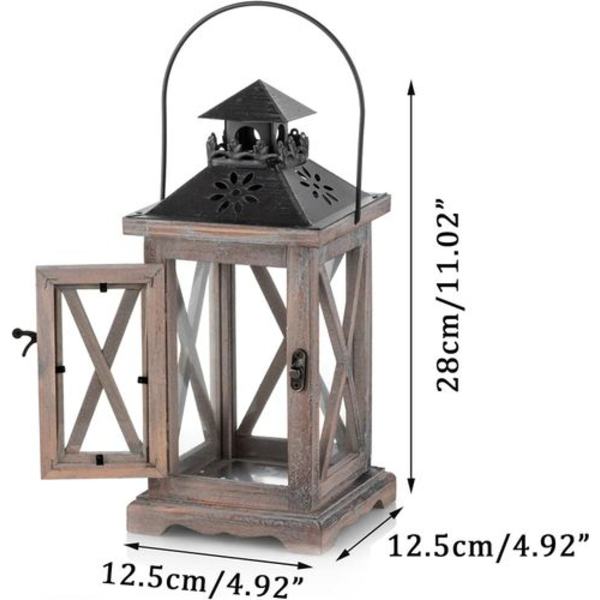 Lanterne Lysestage Vintage Lanterne Træ Metal Dekorativ Lanterneholder