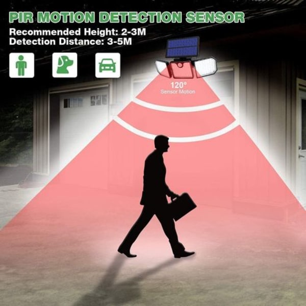 230LED IP65 Solcells Rörelsesensor Utomhus Superljusa Utomhusvägglampor