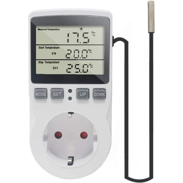 Temperaturkontrolluttak 230V med sensor digital termostatuttak