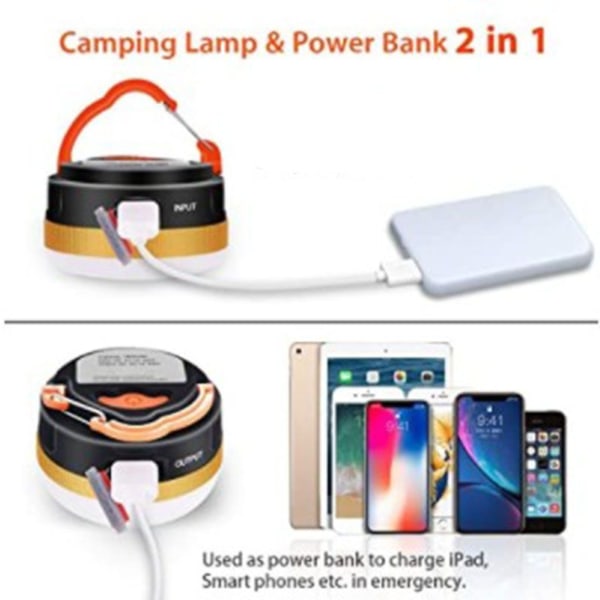 Bærbar LED Camping Lanterne Lys USB Genopladelig Mini Power Bank Gebyr