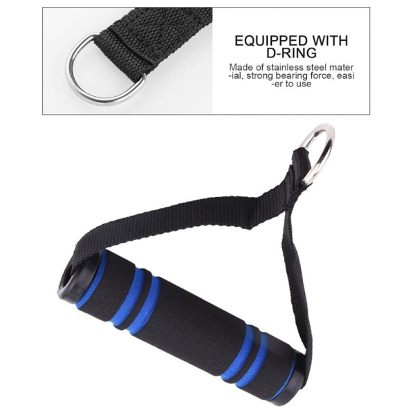 Enhandsgrepp, latsdrag handtag för fitnessband set, idealisk för träning blå