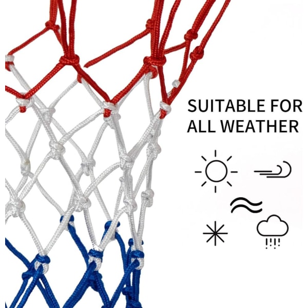2-pack kraftiga 12-ringars standard basketnät tillverkade av flerfärgade,