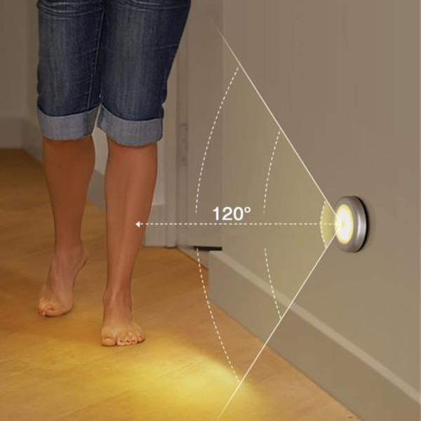 Nattlampa med rörelsesensor, 6 LED rörelsesensorljus skåpslampa,