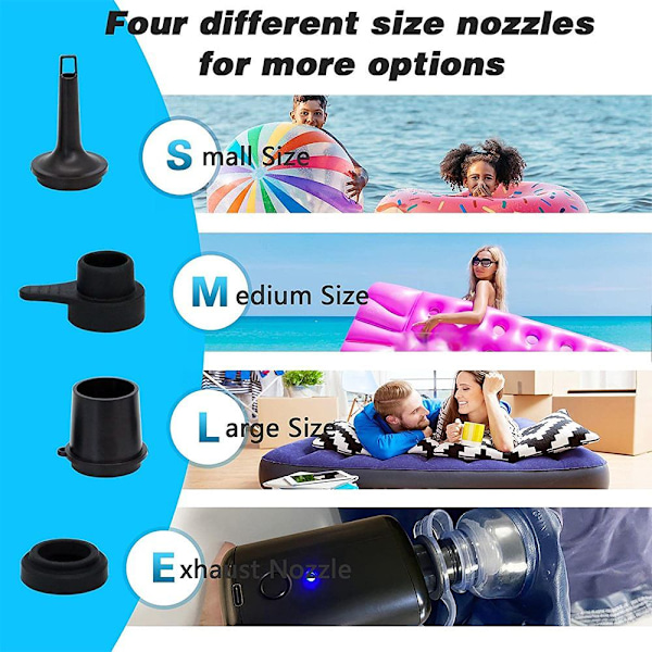 Ultra Mini -ilmapumppu, ladattava, 4 Désen, musta