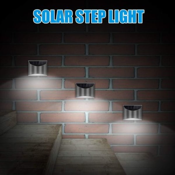 2 st solcellslampor för utomhus LED solcells vägglampor rostfritt stål utomhusbelysning