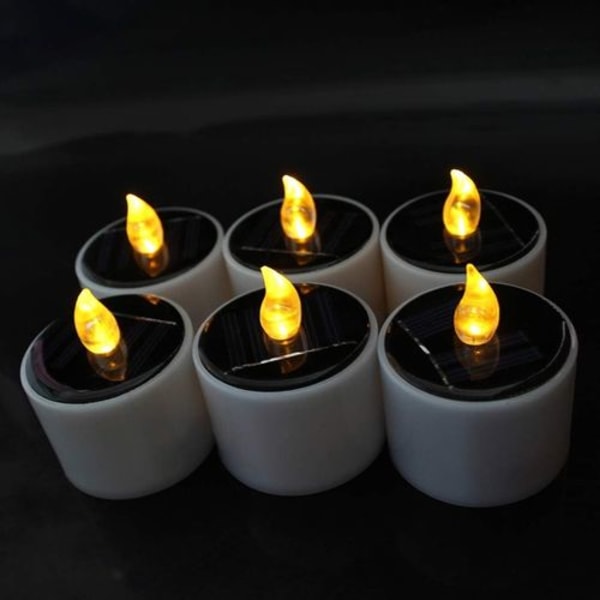 Solcelledrevne LED-stearinlys, flimrende flammefri stearinlyslamper,