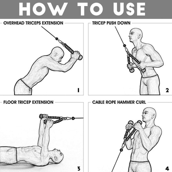 Nylon triceps reb, rød-sort, 90 cm