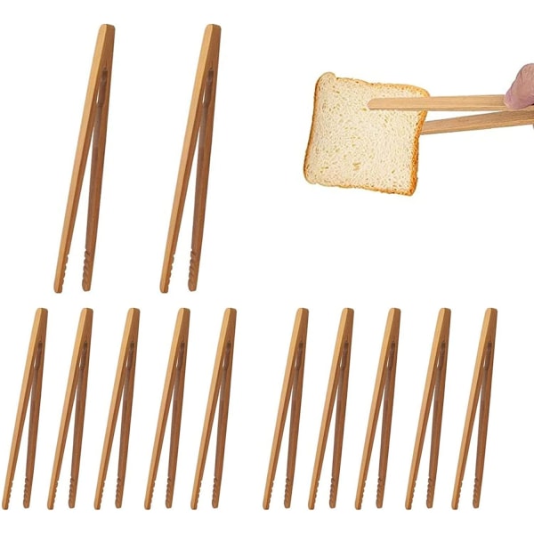 Bambustang 10 stk. træbrødclips køkkentang til madlavning, bruges til bagning, brød, frugtte og pickles, genanvendelig