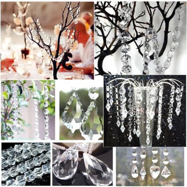 Feililong 12 stykker dråpekrystall smykker anheng glass glassperle