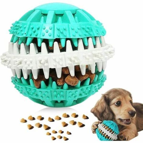 Hundleksak boll, hundspel boll, hundtuggboll, gummirengöring giftfri anti-bit leksak IQ-träning interaktiv leksaksboll