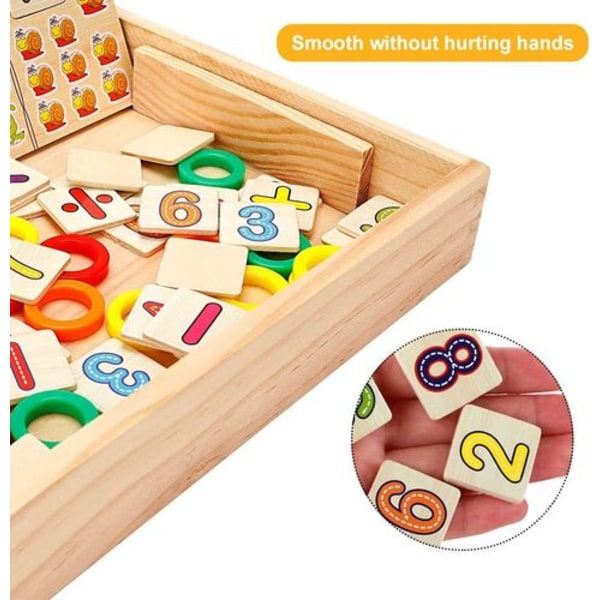 Matematik leksak i trä, lärande låda, nummerinlärningsspel med ritbräda i trä