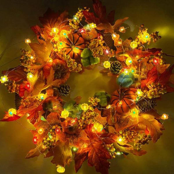 3D Lönn Acorns String Lights Höst Dekoration Batteridriven