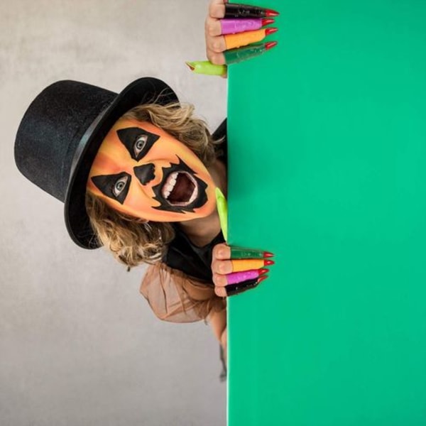 40 stycken Halloween färgglada häxfingrar för läsning, plastfingerdockor,