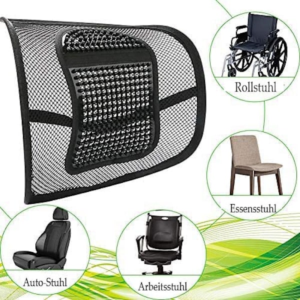 RenFox Lumbar Support Mesh för bil och kontor, ländryggskudde, ryggstöd för kontor