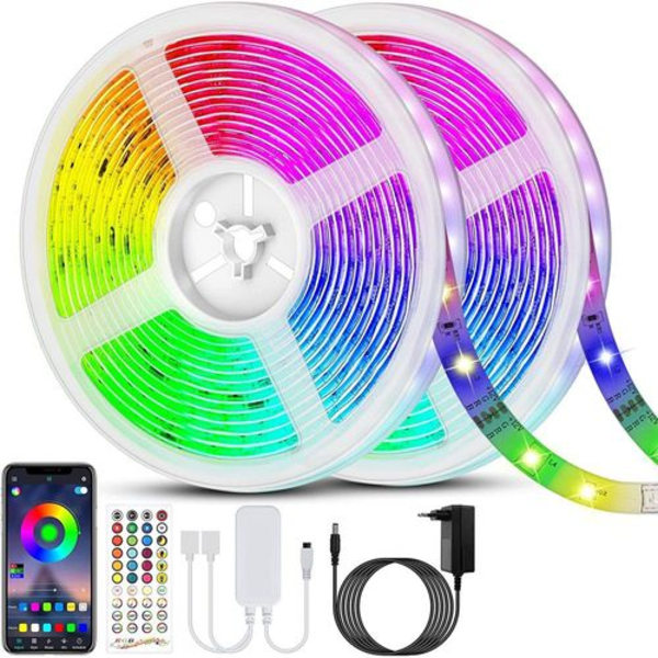 LED-stripe 20m Bluetooth RGB LED-stripe fargeskiftende LED-lyskjede