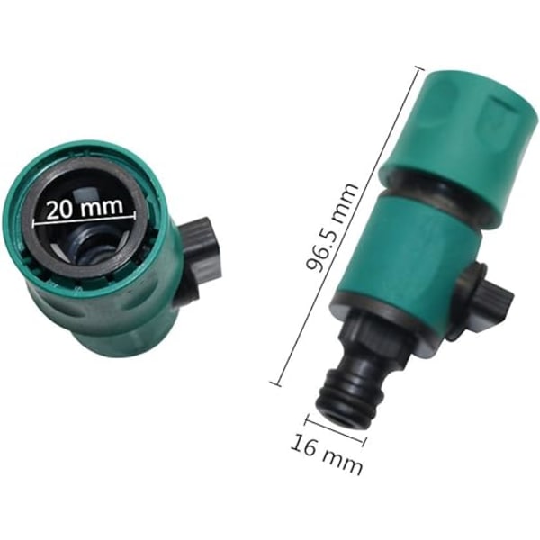 Klæbeslangemuffe med ventil 16mm 2 hurtigkoblinger