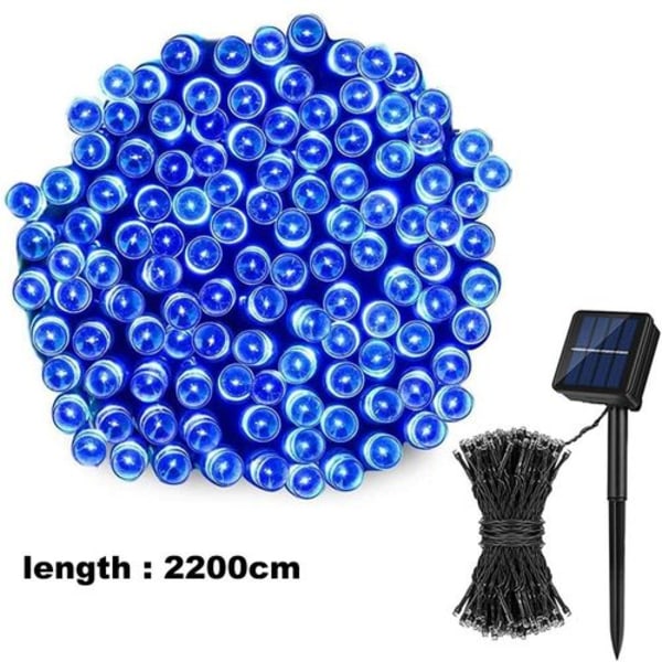 Solar fairy lights outdoor, 22M 200 LED, 8 modes blue light