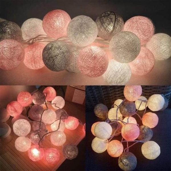 20 LED-ljuskedja lampion glob, batteridriven bomullsbollsljus LED