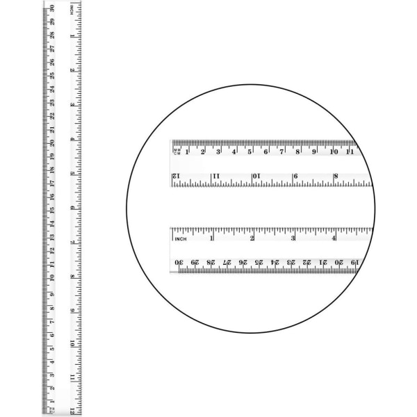 Linjal Plastlinjal Transparent Linjal Måleinstrument med Tommer og Metrisk