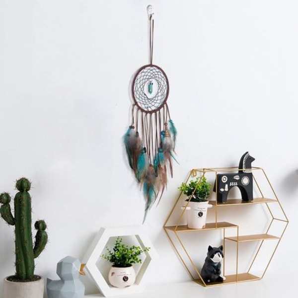 Drømmefanger Lys Håndlavede Fjer Blomster Drømmefanger DIY Dreamcatcher