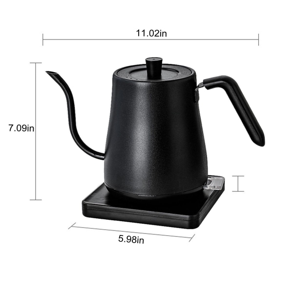 Lille husholdningsapparater, elektrisk svanehalskedel, 800 ml vandkedel, tekande i rustfrit stål til kaffe og te