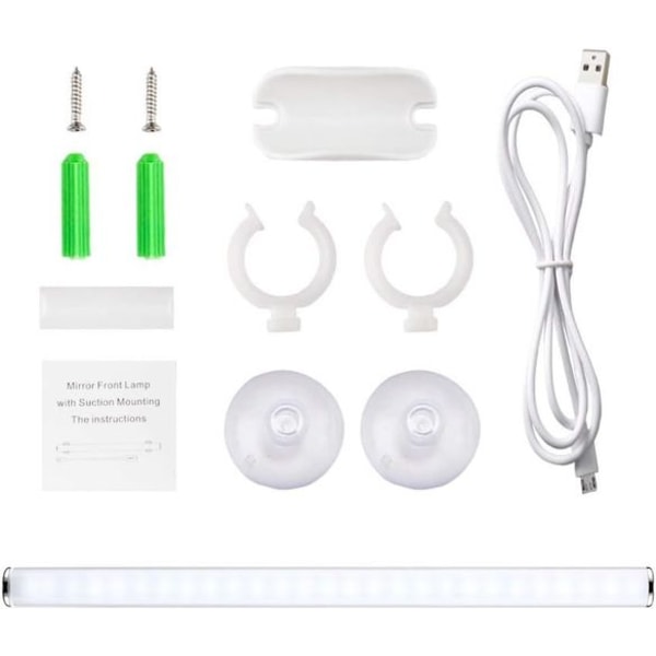 Bärbar LED-spegellampa kosmetisk belysning touch control uppladdningsbar