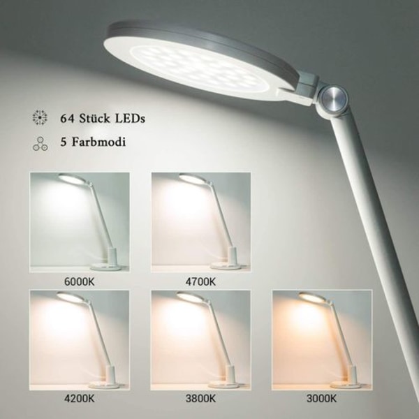 LED-skrivebordslampe, øjenvenlig skrivebordslampe, hjemmekontorets lampe, justerbar