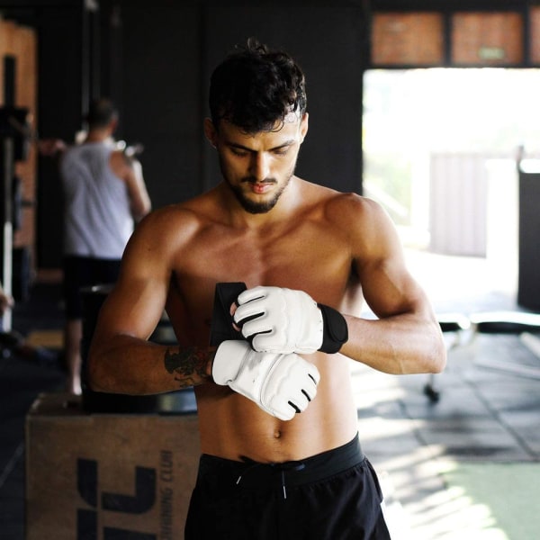 Inner Gloves Boxning Muay Thai Träning Elastiska Boxningsbandage Vita Stora