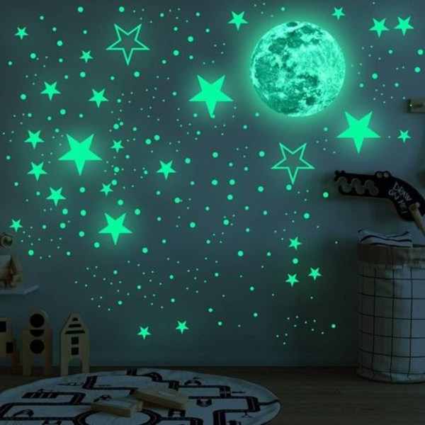 Glow in the Dark Star Wall Stickers 435 Selvhheftende Lyse og Realistiske