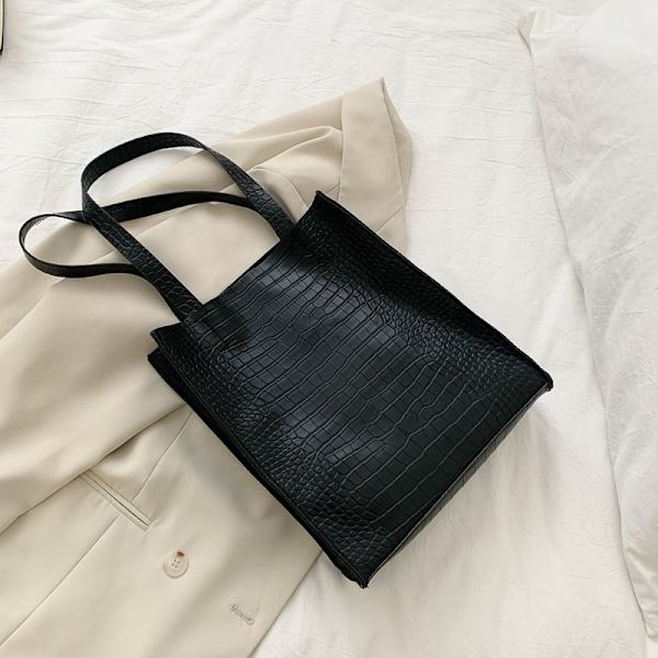 Stor kapasitet tote bag dame håndveske krokodillemønster tote bag
