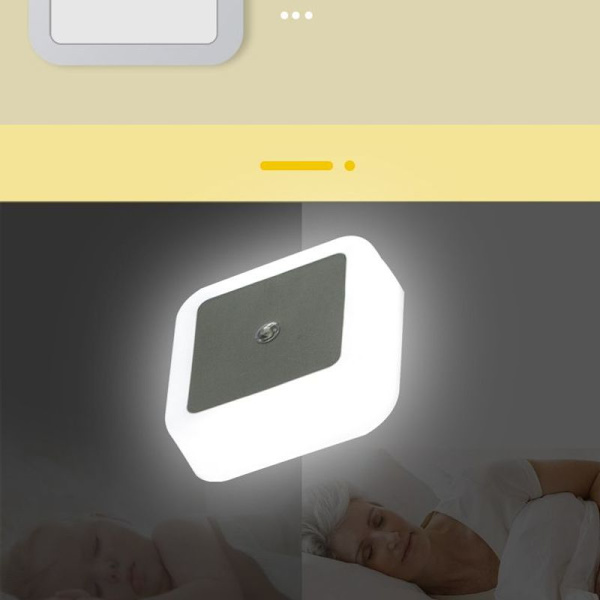LED natlys sæt med 2 natlamper bevægelsessensor stikkontakt lampe lys 230V