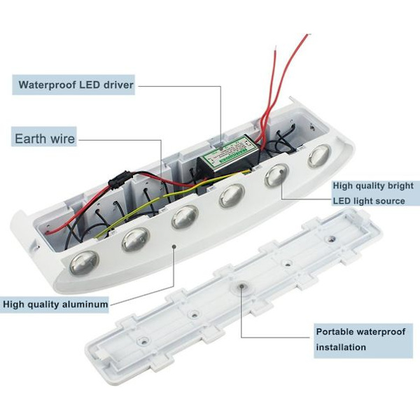 12W LED indendørs væglampe Hvid moderne væglampe, IP65