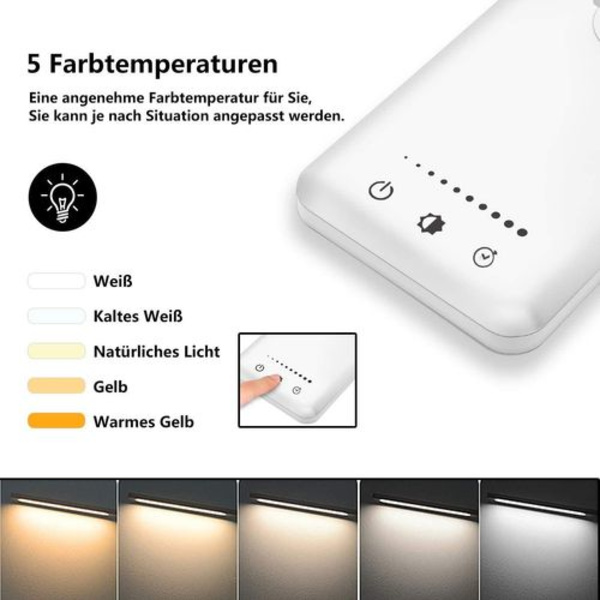 Skrivbordslampa LED dimbar bordslampa 5 färger och 10 laddningsbara