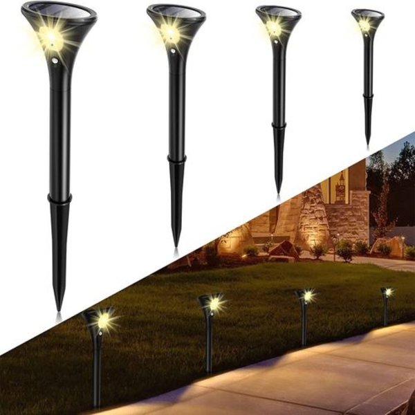 Solcellslampa för utomhusbruk, solcellslampor trädgård LED med rörelsesensor 2 lägen