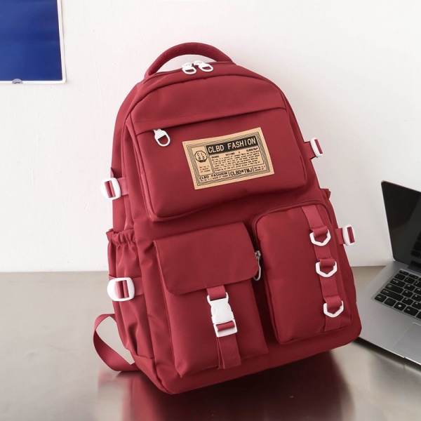 Stor kapacitet studerende skoletaske college skoletaske dame skoletaske enkel all-match rygsæk rejse rygsæk-rød