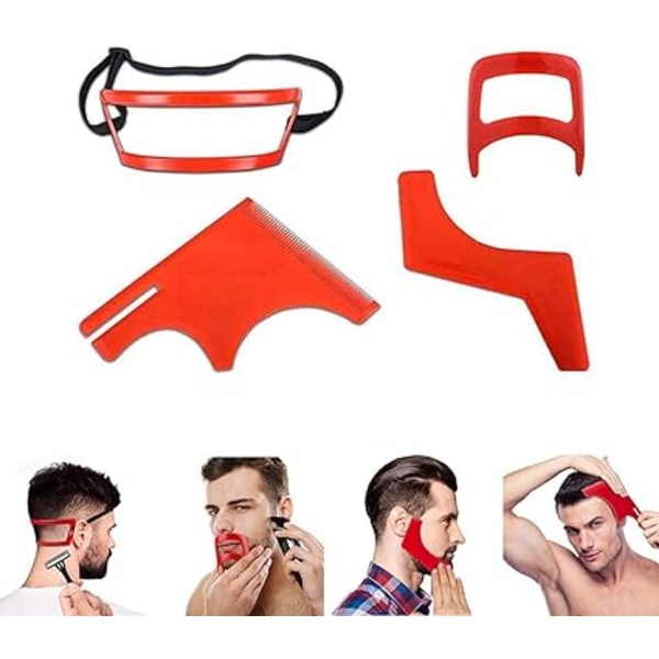 4 stk. Trim Beard Comb Beard Skabelon til mænd Beard Shaping Tool