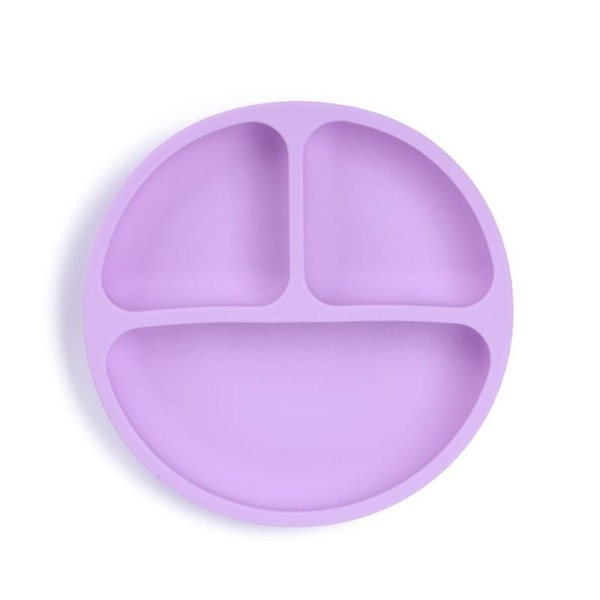 Barneservise Baby Silikon Sugekoppskål Baby Smile Face Tallerken Servise Smile Face Baby servisesett Barneplate (lilla)