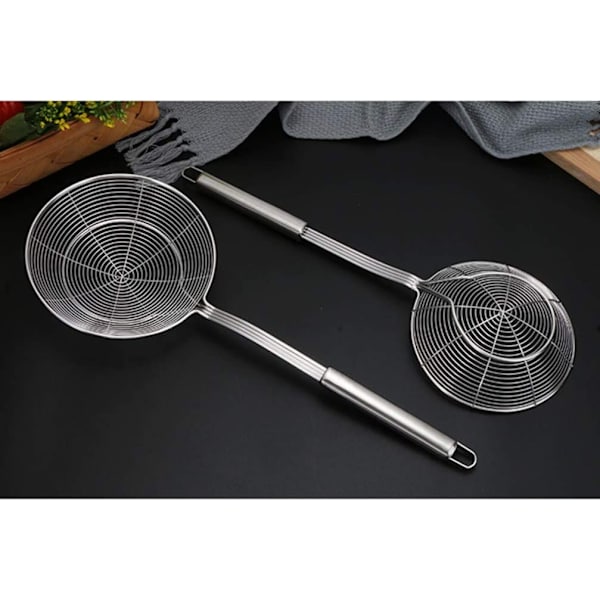 Rustfritt stål kjøkken trådsil med nett edderkopp slisset matøse for stekt pasta Størrelse S 47Ã 20Ã 5cm Sølv.