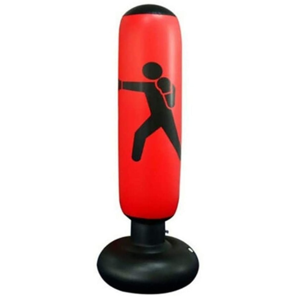 WingFly uppblåsbar boxningssäck, fristående boxningssäck box sport stressavlastning röd