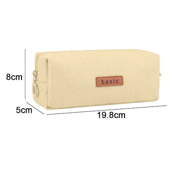 Stort beige pennfodral i canvas med dragkedja