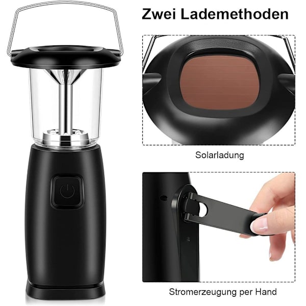 Alftek 6 LED solardriven handvevad dynamo LED-lampa / lykta / lampa för utomhusbruk