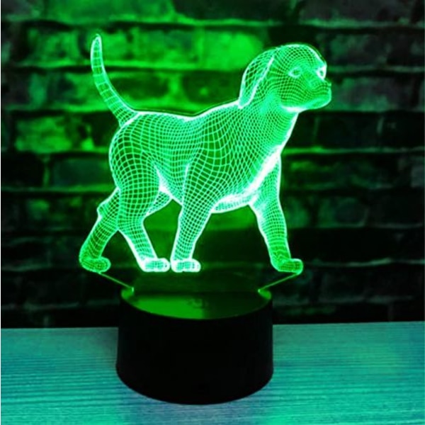 3D LED-hundelampe med fargeskiftende bryter, perfekt borddekorasjon