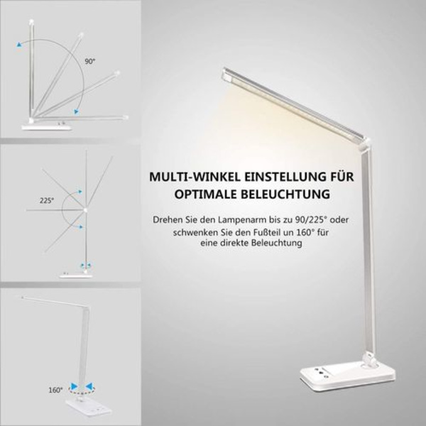 Skrivbordslampa LED dimbar bordslampa 5 färger och 10 laddningsbara