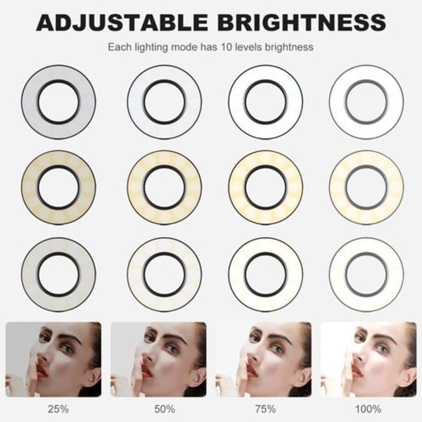 Concept 2 i 1 LED Selfie ring lys bordmontering lys iPhone Holder med