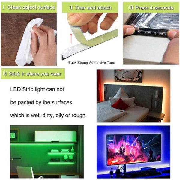 LED-strimmel 5m lysstrimmelbelysning, lysstrimmel RGB SMD