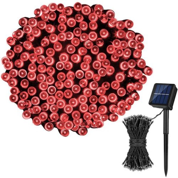 Solcelledrevne utelys, 22M 200 LED, 8 moduser rødt lys