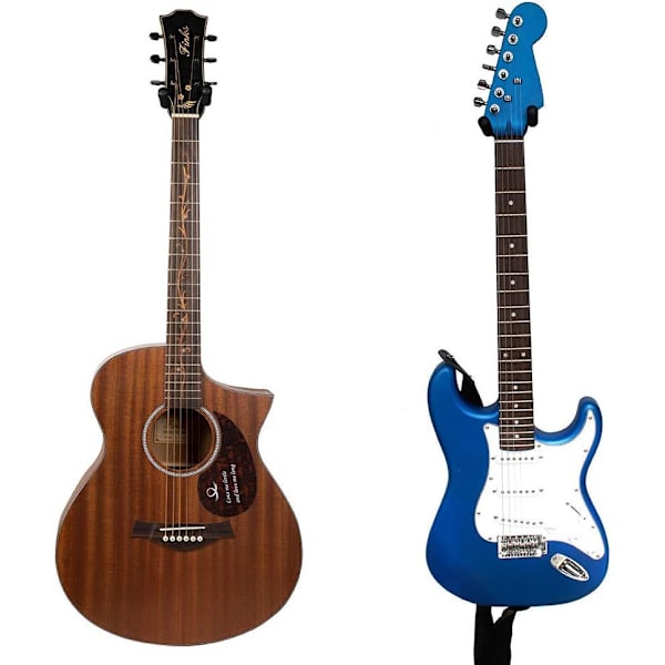Gitarrväggfäste, 2-pack Moodve gitarrformad metall svart gitarrkrok stativ för