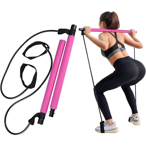 Motståndsband Bärbar Pilates Bar Kit Justerbar Toning Gym Träningsbar