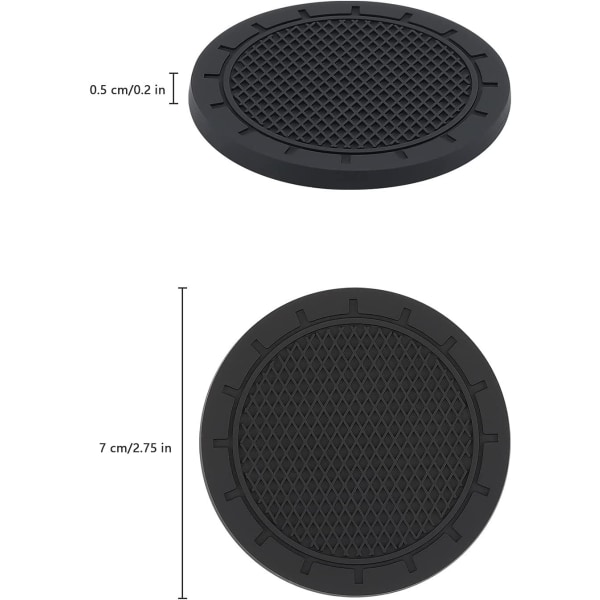 4 stk. PVC kopholdere til biler, PVC kopholder, bilinteriør tilbehør - silikoneunderlag (sort).
