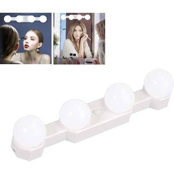 Stykke makeup lys, spejl lys, makeup lys, lysstyrke justerbar, USB/batt